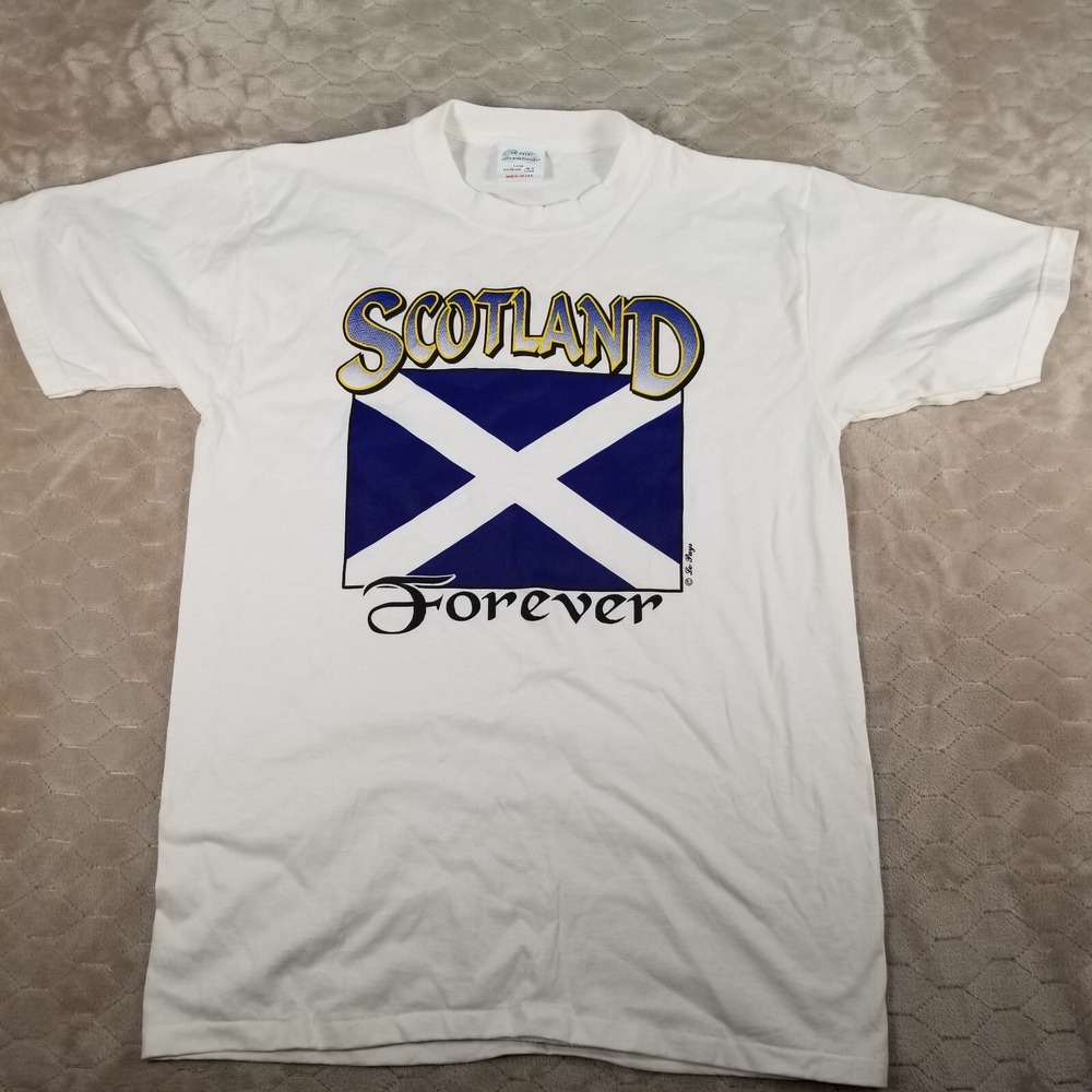 VTG Scotland Forever Flag Shirt Sz Lg USA‎ Made DS Deadstock Travel Destination
